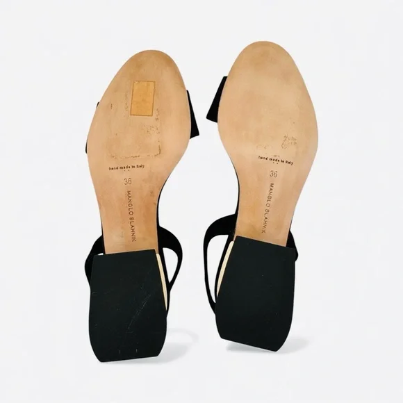 Manolo Blahnik Paclessa Black Suede Slingback Sandals Size 6 NWT